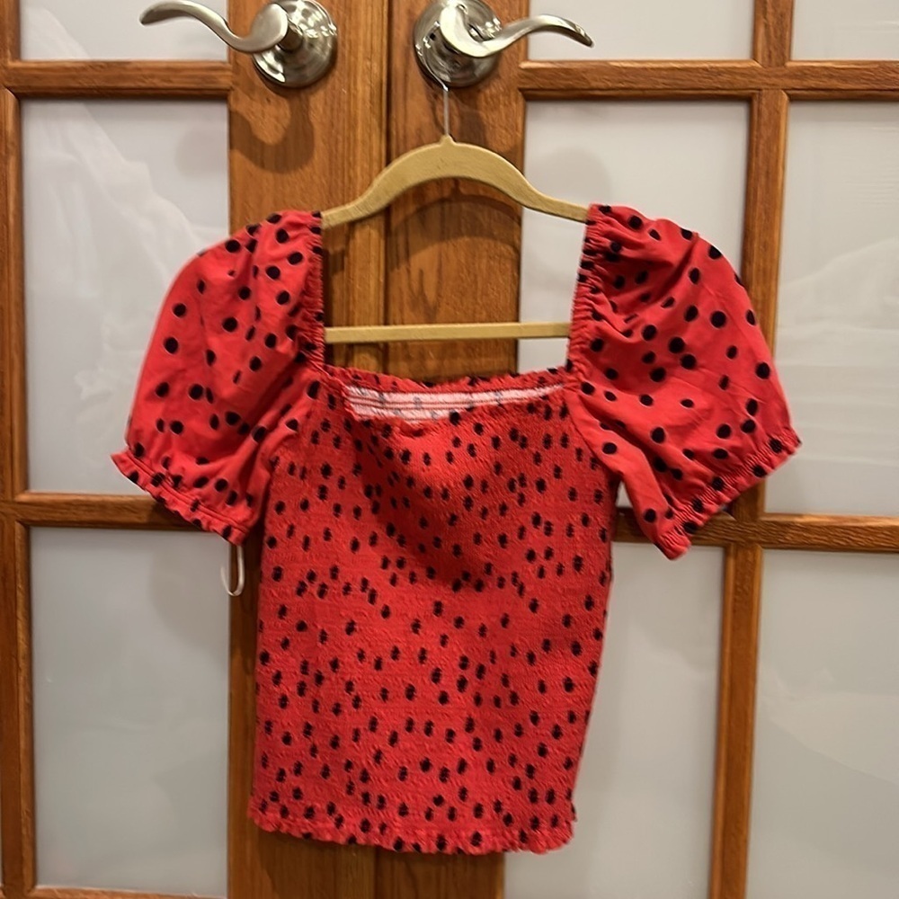 Anthropologie Dolan brand red polkadot cropped blouse in great condition… - Picture 2 of 5